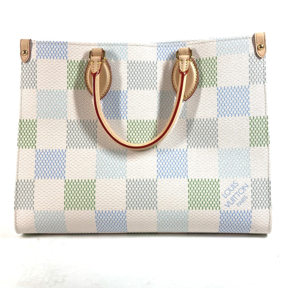 LOUIS VUITTON N40518 パステルダミエ オンザゴー MM カバン 肩掛け トートバッグ 2WAY ショルダーバッグ ハンドバッグ ダミエキャンバス レディース ピスタチオ ホワイト