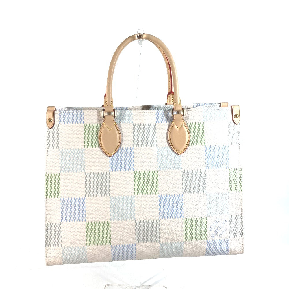 LOUIS VUITTON N40518 パステルダミエ オンザゴー MM カバン 肩掛け トートバッグ 2WAY ショルダーバッグ ハンドバッグ ダミエキャンバス レディース ピスタチオ ホワイト