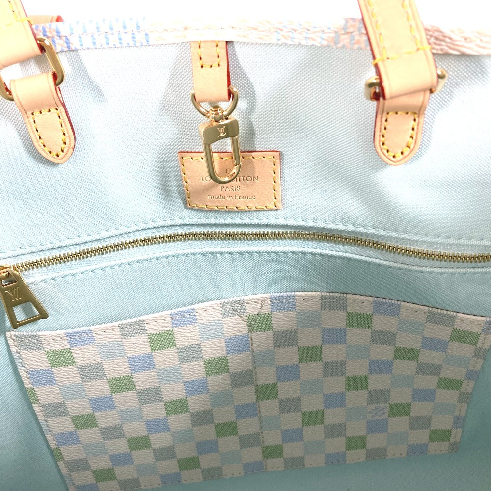 LOUIS VUITTON N40518 パステルダミエ オンザゴー MM カバン 肩掛け トートバッグ 2WAY ショルダーバッグ ハンドバッグ ダミエキャンバス レディース ピスタチオ ホワイト