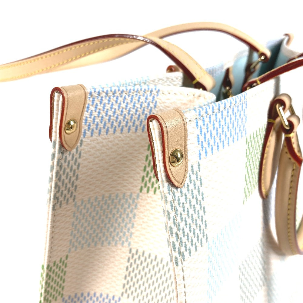 LOUIS VUITTON N40518 パステルダミエ オンザゴー MM カバン 肩掛け トートバッグ 2WAY ショルダーバッグ ハンドバッグ ダミエキャンバス レディース ピスタチオ ホワイト