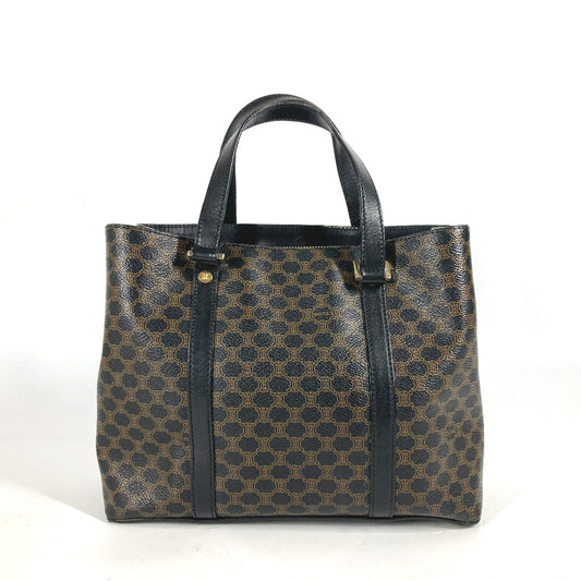 CELINE ヴィンテージ マカダム ロゴ カバン トートバッグ ハンドバッグ PVC/レザー レディース ブラック