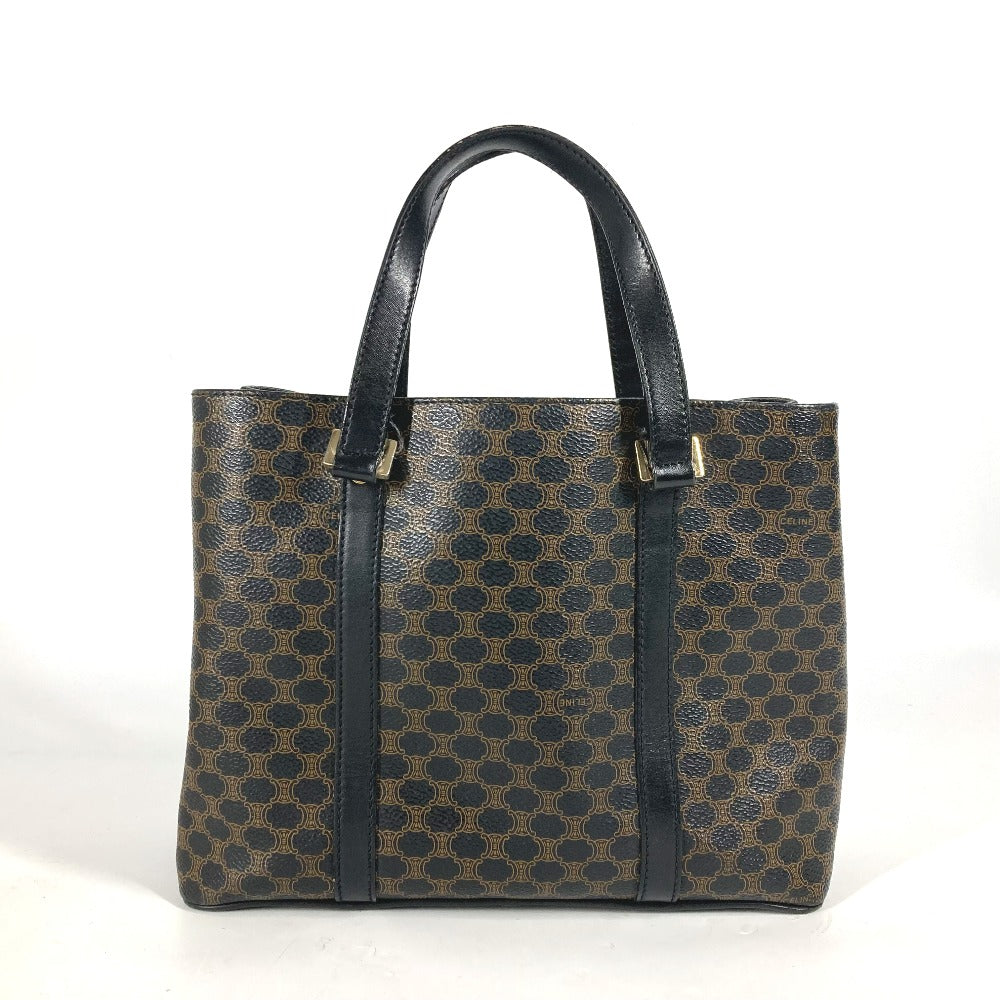 CELINE ヴィンテージ マカダム ロゴ カバン トートバッグ ハンドバッグ PVC/レザー レディース ブラック