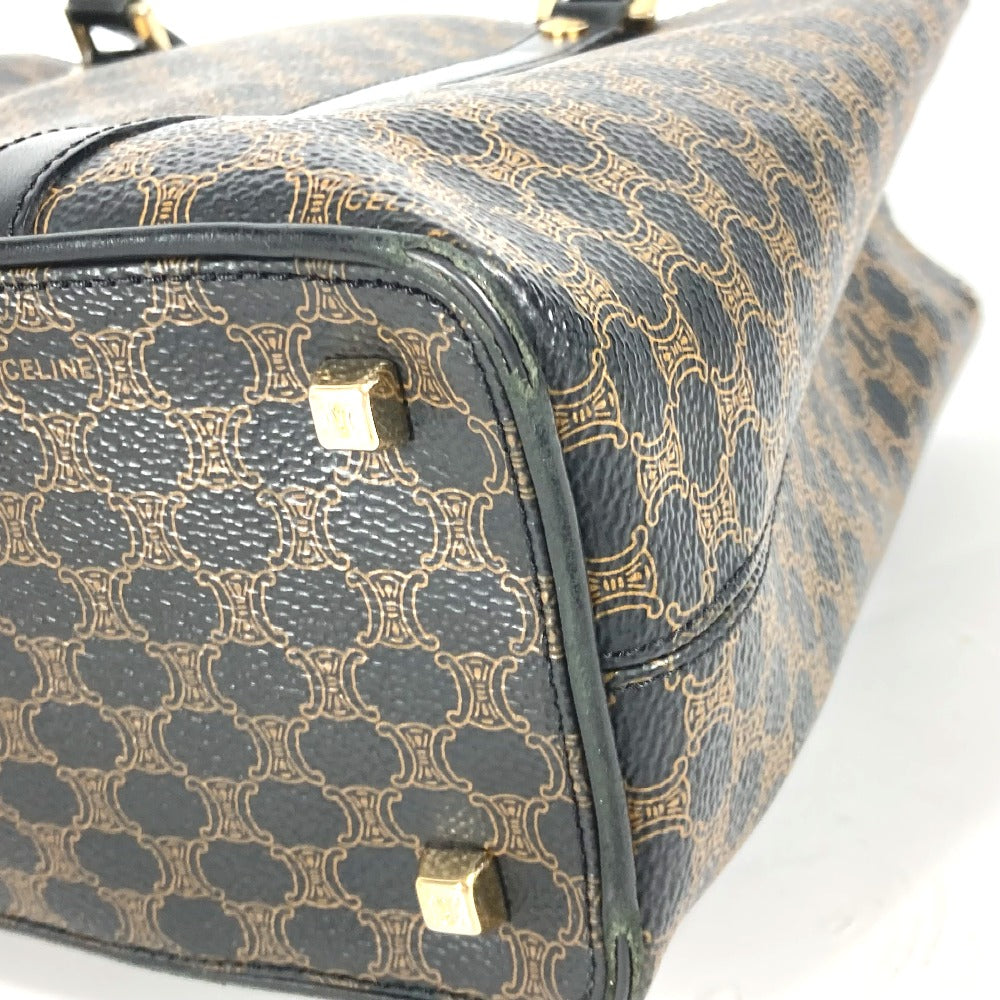 CELINE ヴィンテージ マカダム ロゴ カバン トートバッグ ハンドバッグ PVC/レザー レディース ブラック