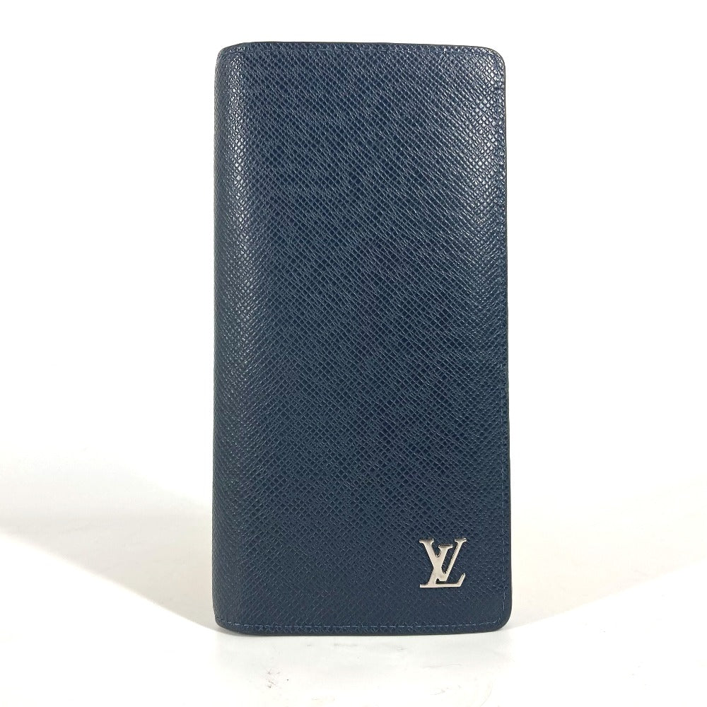 LOUIS VUITTON M30292 Taiga Portefeuille Brazza Long Wallet, Bifold, Taiga Leather, Men's, Navy