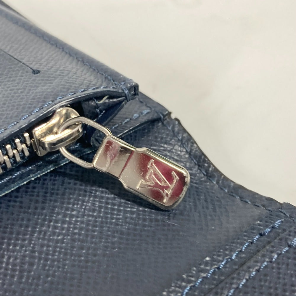 LOUIS VUITTON M30292 Taiga Portefeuille Brazza Long Wallet, Bifold, Taiga Leather, Men's, Navy