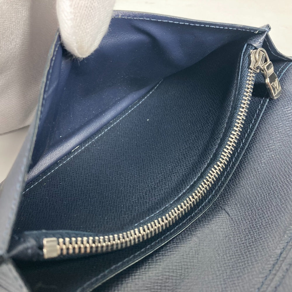 LOUIS VUITTON M30292 Taiga Portefeuille Brazza Long Wallet, Bifold, Taiga Leather, Men's, Navy