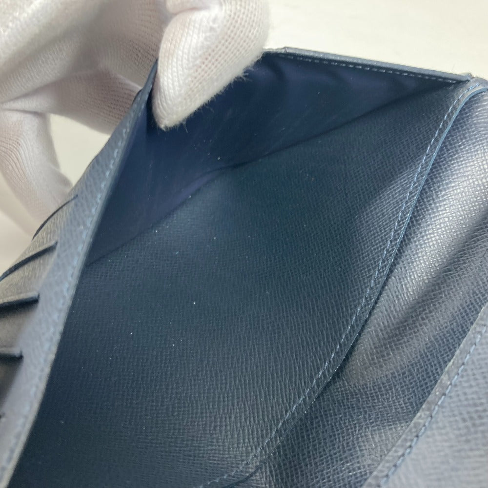 LOUIS VUITTON M30292 Taiga Portefeuille Brazza Long Wallet, Bifold, Taiga Leather, Men's, Navy