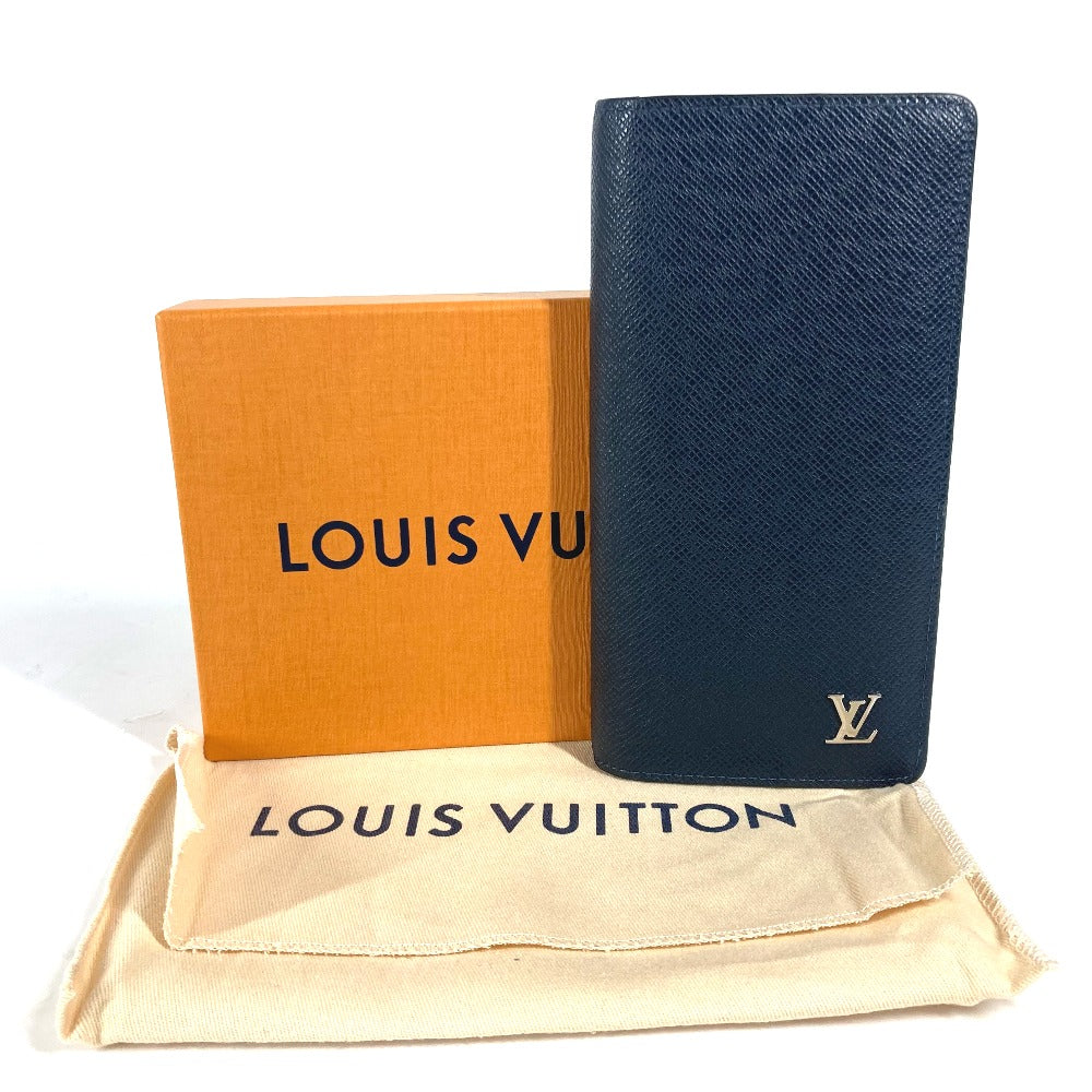 LOUIS VUITTON M30292 Taiga Portefeuille Brazza Long Wallet, Bifold, Taiga Leather, Men's, Navy