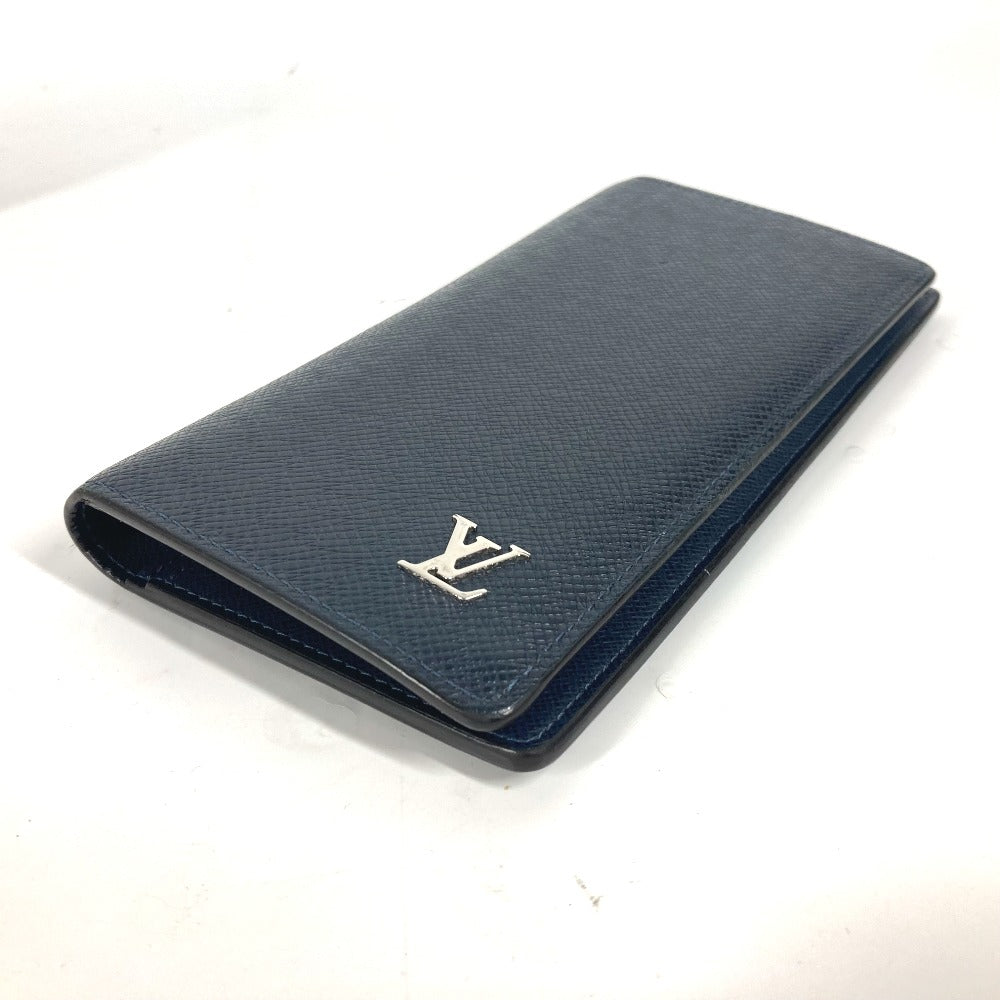 LOUIS VUITTON M30292 Taiga Portefeuille Brazza Long Wallet, Bifold, Taiga Leather, Men's, Navy