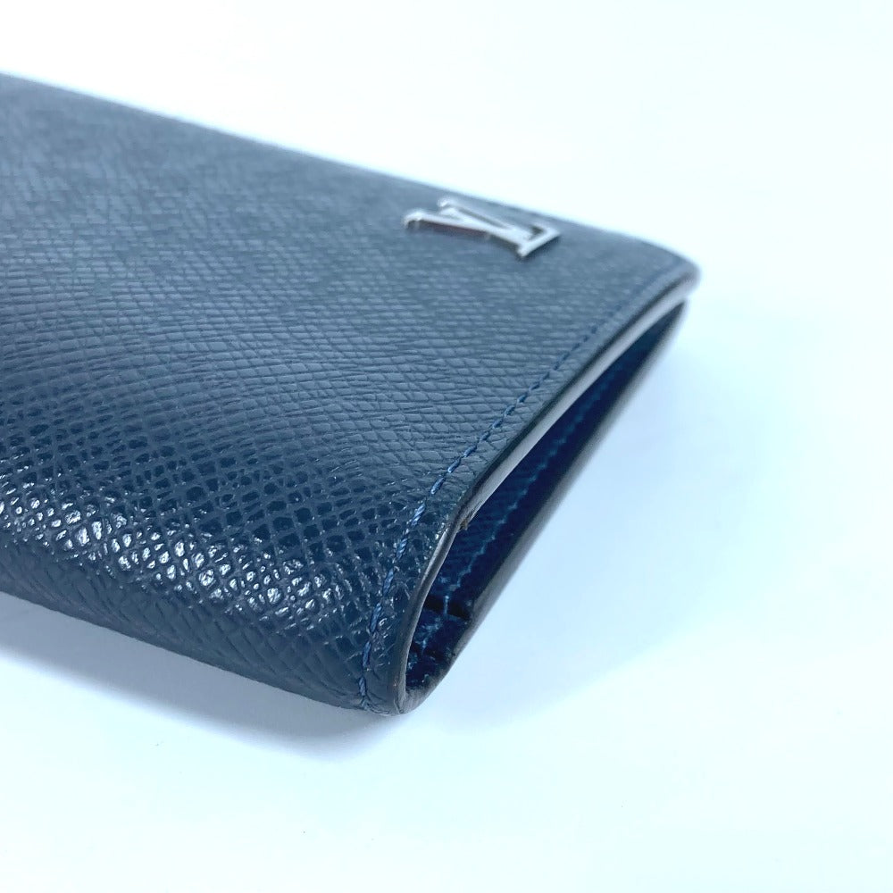 LOUIS VUITTON M30292 Taiga Portefeuille Brazza Long Wallet, Bifold, Taiga Leather, Men's, Navy