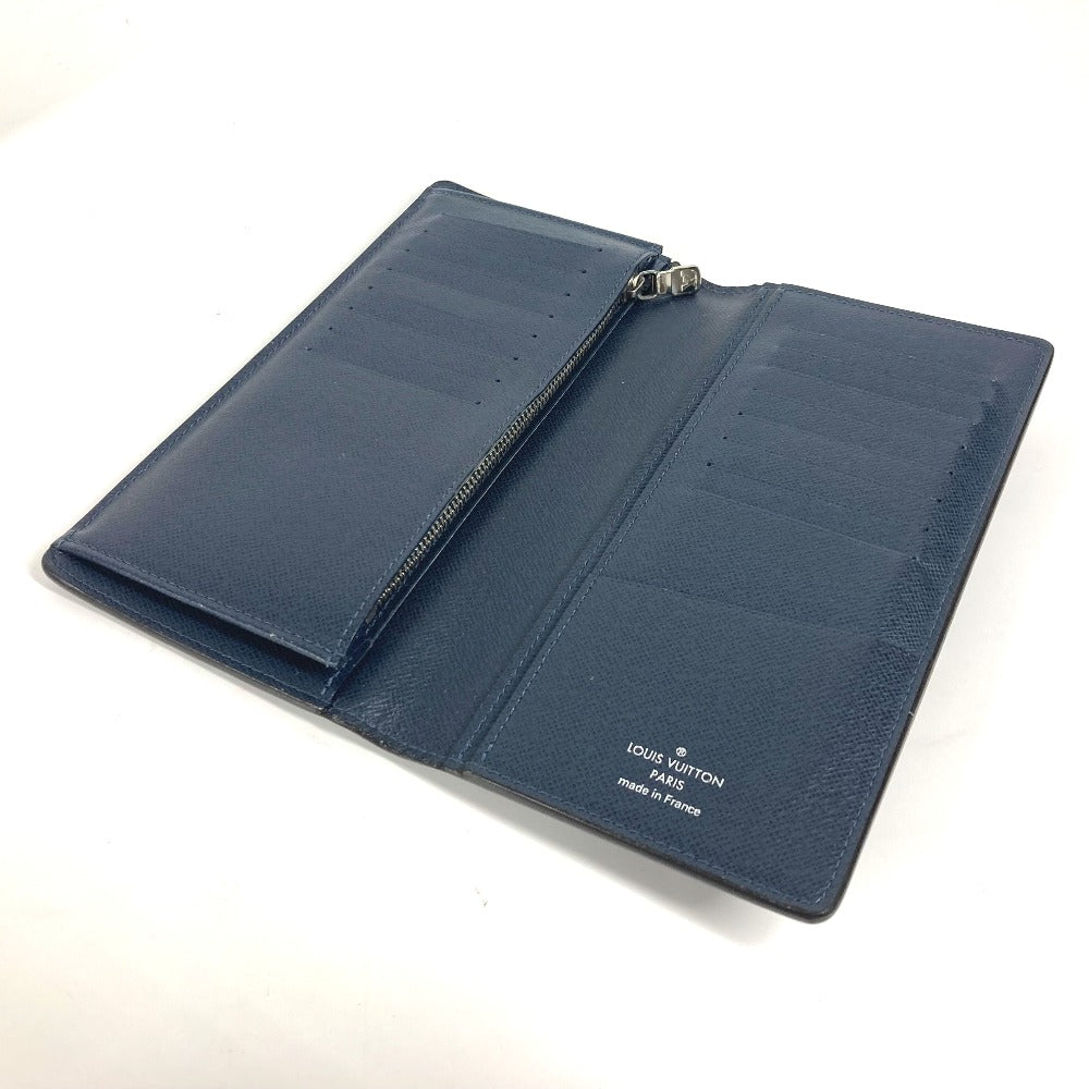 LOUIS VUITTON M30292 Taiga Portefeuille Brazza Long Wallet, Bifold, Taiga Leather, Men's, Navy