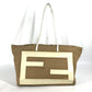 FENDI 8BH185 FFロゴ ビッグロゴ トートバッグ カバン 肩掛け ショルダーバッグ キャンバス レディース ベージュ