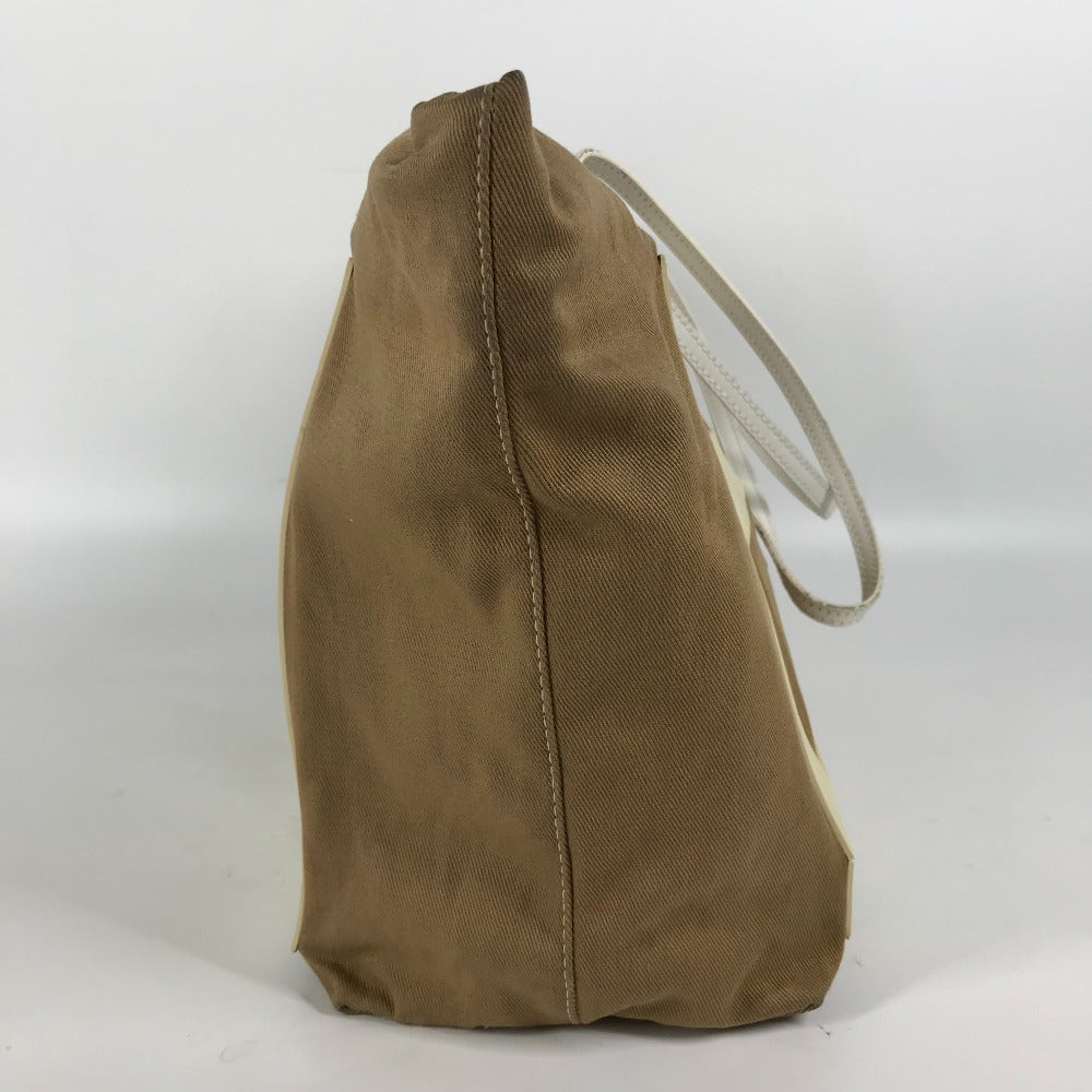 FENDI 8BH185 FFロゴ ビッグロゴ トートバッグ カバン 肩掛け ショルダーバッグ キャンバス レディース ベージュ