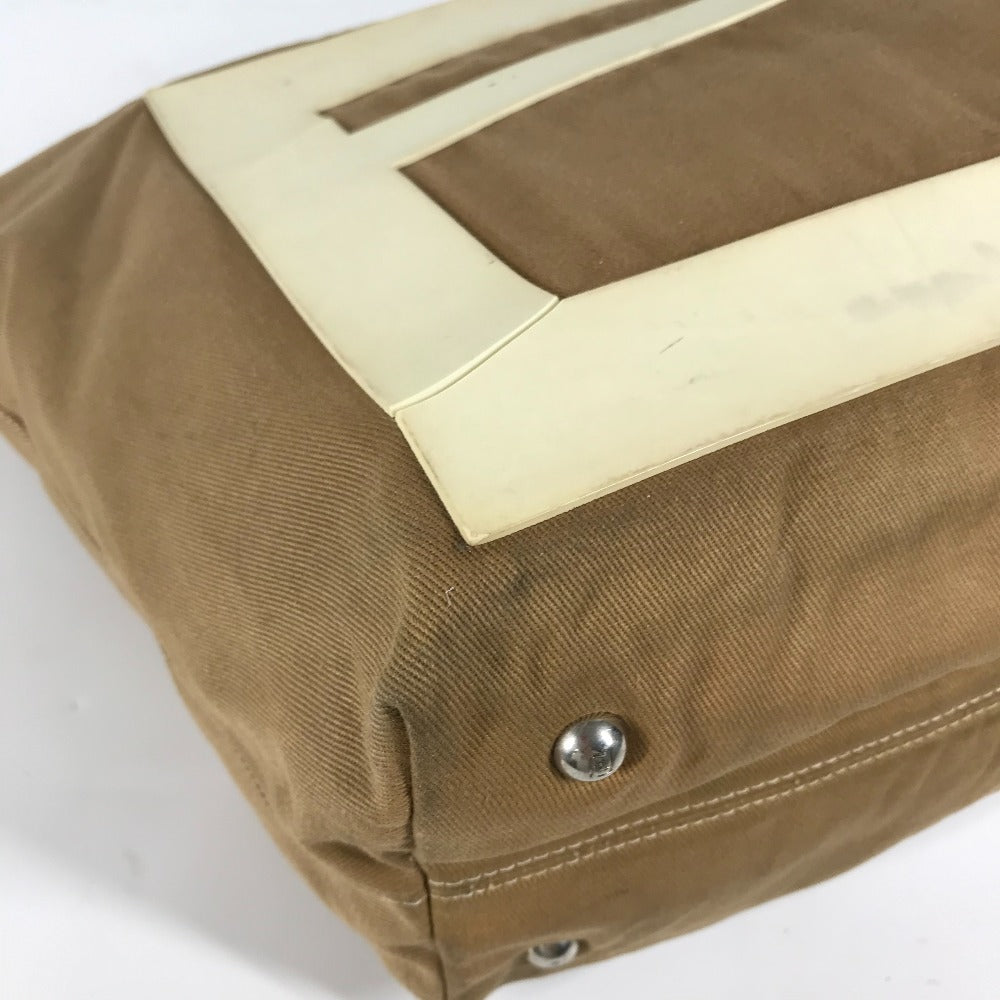 FENDI 8BH185 FFロゴ ビッグロゴ トートバッグ カバン 肩掛け ショルダーバッグ キャンバス レディース ベージュ