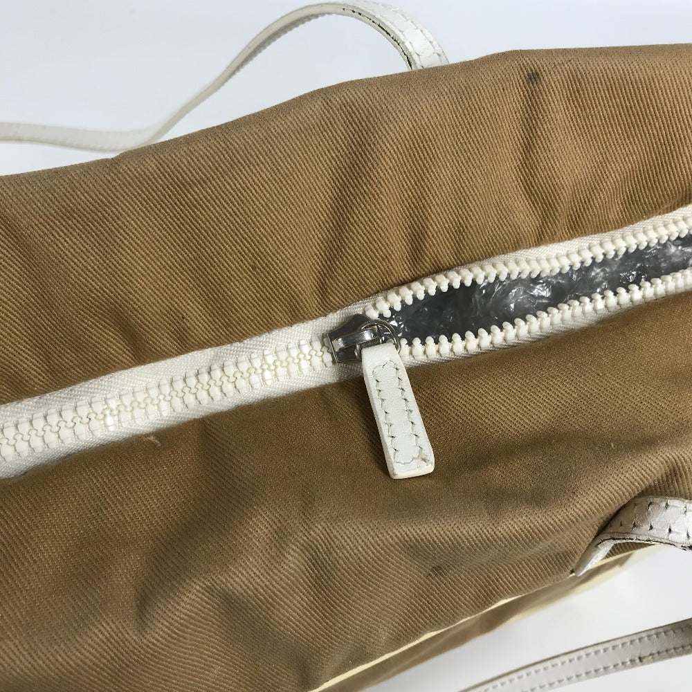 FENDI 8BH185 FFロゴ ビッグロゴ トートバッグ カバン 肩掛け ショルダーバッグ キャンバス レディース ベージュ