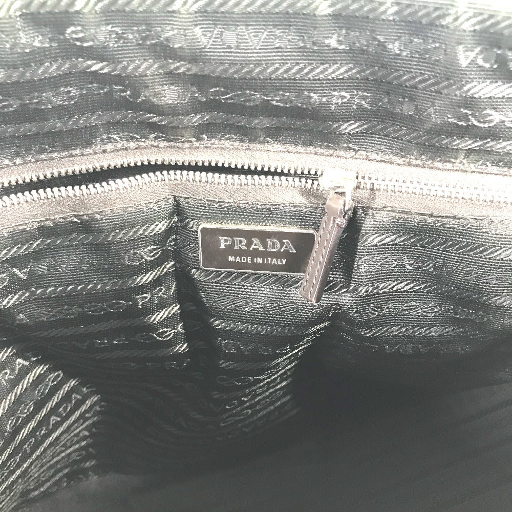 PRADA BN0081 バイカラー トライアングルロゴ 三角ロゴ プレート カバン 肩掛け ハンドバッグ トートバッグ ショルダーバッグ レザー/キャンバス レディース ベージュ
