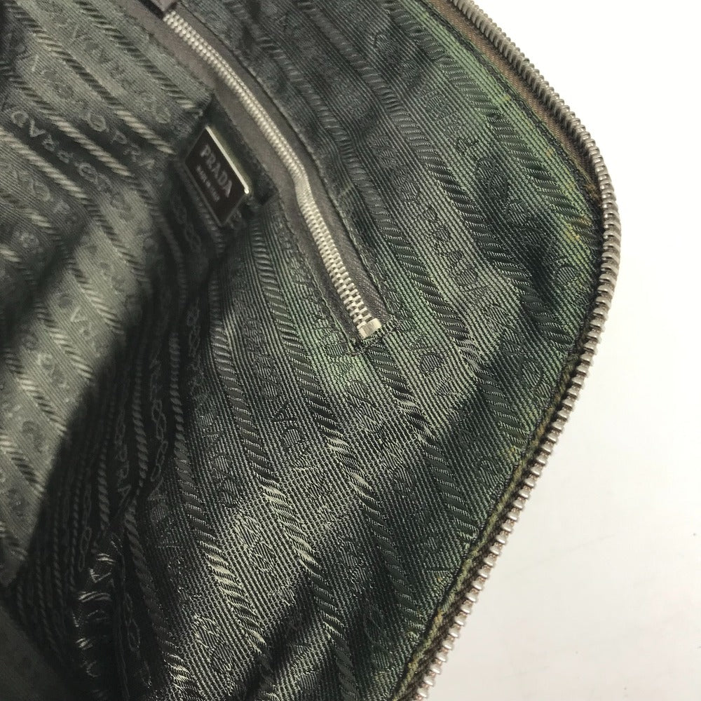 PRADA BN0081 バイカラー トライアングルロゴ 三角ロゴ プレート カバン 肩掛け ハンドバッグ トートバッグ ショルダーバッグ レザー/キャンバス レディース ベージュ