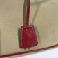 PRADA BN0081 バイカラー トライアングルロゴ 三角ロゴ プレート カバン 肩掛け ハンドバッグ トートバッグ ショルダーバッグ レザー/キャンバス レディース ベージュ