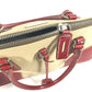 PRADA BN0081 バイカラー トライアングルロゴ 三角ロゴ プレート カバン 肩掛け ハンドバッグ トートバッグ ショルダーバッグ レザー/キャンバス レディース ベージュ