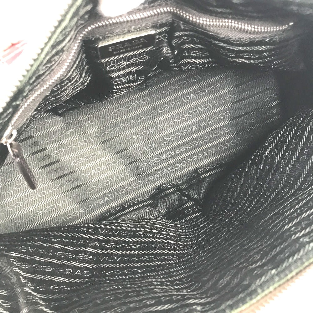 PRADA BN0081 バイカラー トライアングルロゴ 三角ロゴ プレート カバン 肩掛け ハンドバッグ トートバッグ ショルダーバッグ レザー/キャンバス レディース ベージュ