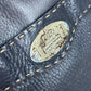 FENDI Selleria Logo Pochette Shoulder Bag in Dark Brown Leather