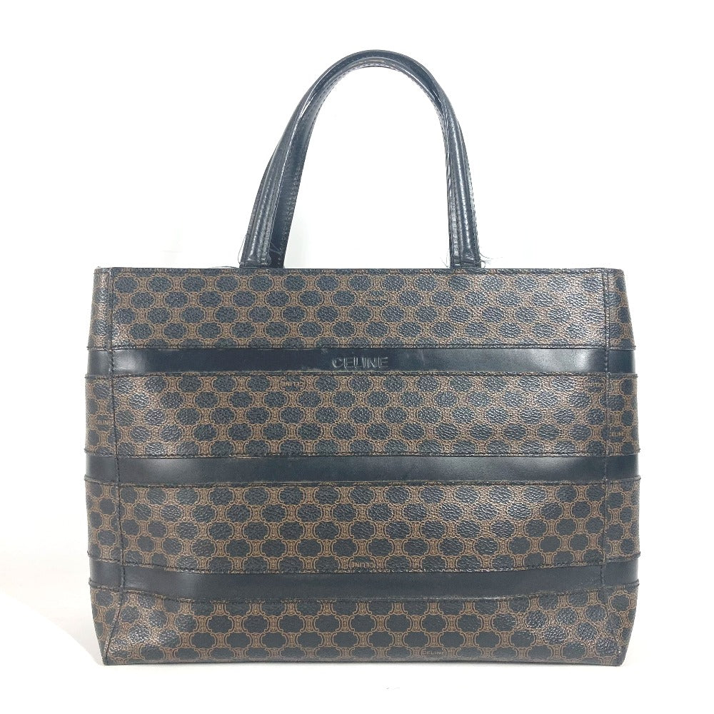 CELINE Vintage Macadam Handbag Shoulder Bag Tote Bag Leather Women's Black