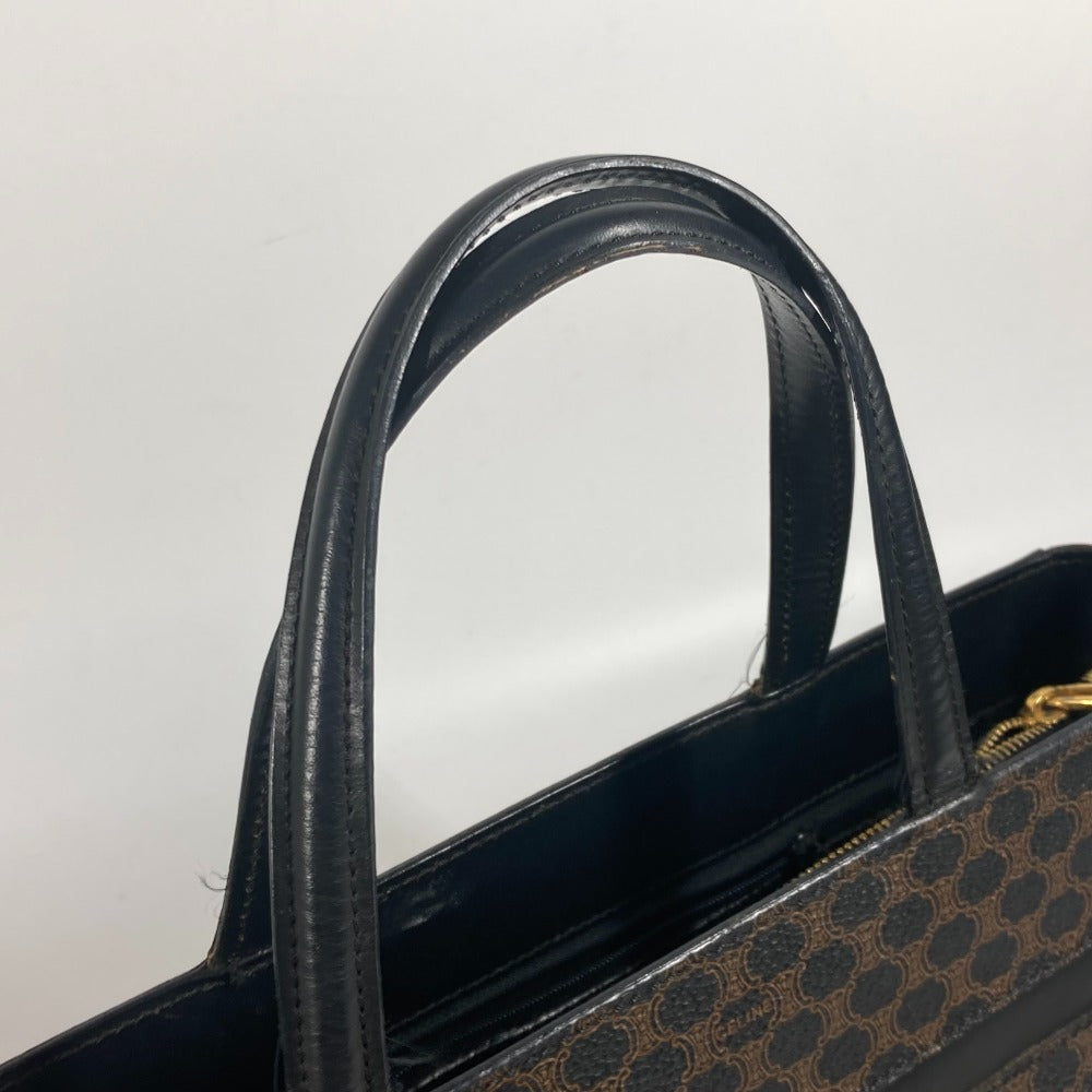 CELINE Vintage Macadam Handbag Shoulder Bag Tote Bag Leather Women's Black
