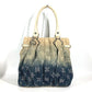 CELINE マカダム ロゴ デニム グラデーション カバン ショルダーバッグ トートバッグ レザー/キャンバス レディース ホワイト
