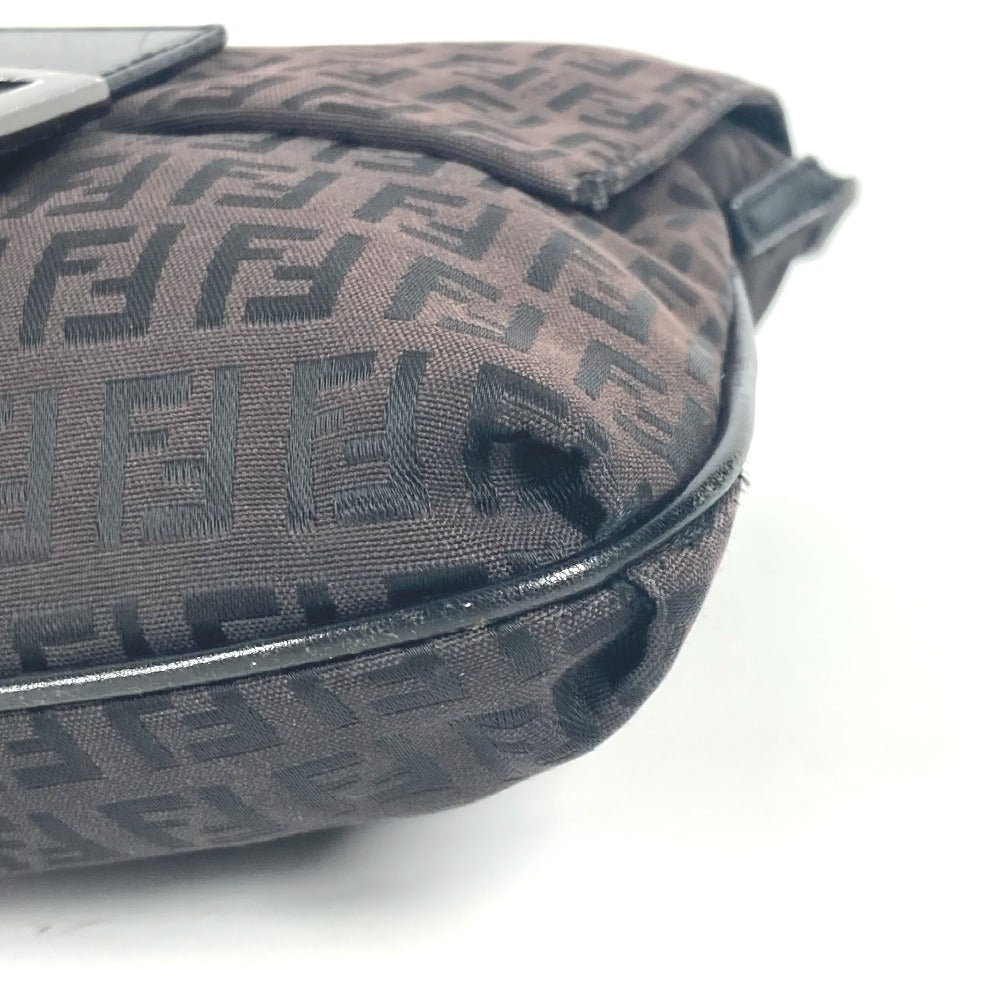 FENDI ズッキーノ ロゴ フラップ 斜め掛け カバン ポシェット ショルダーバッグ レザー/キャンバス レディース ブラウン