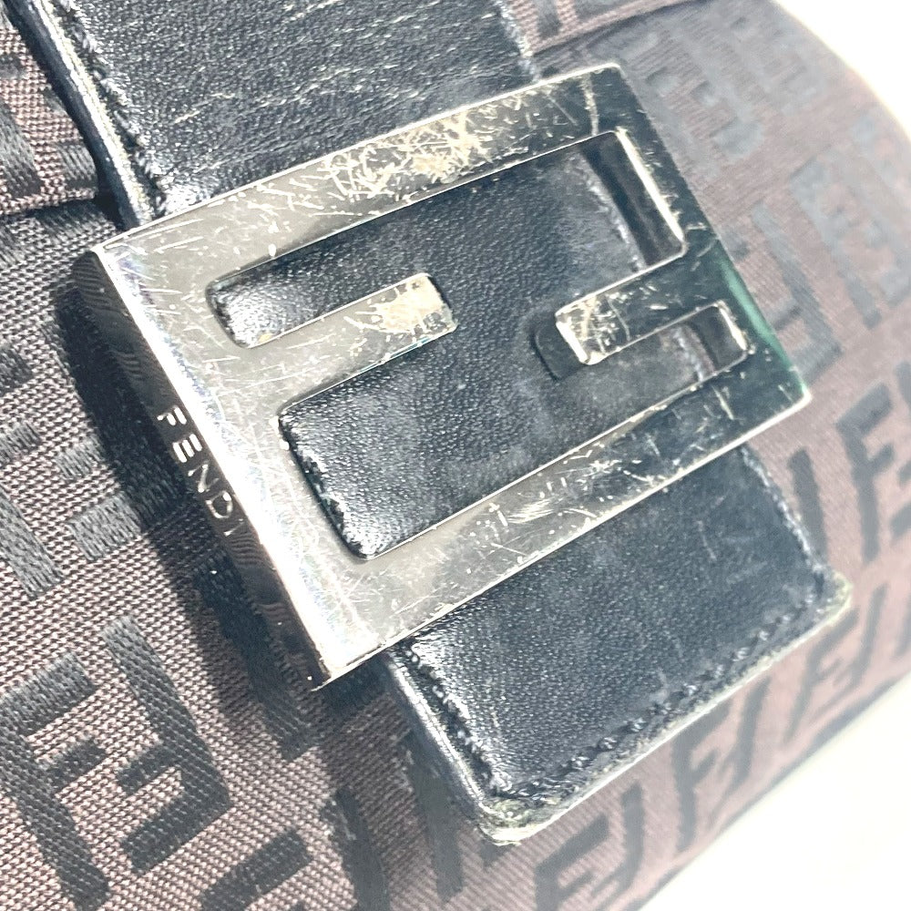 FENDI ズッキーノ ロゴ フラップ 斜め掛け カバン ポシェット ショルダーバッグ レザー/キャンバス レディース ブラウン