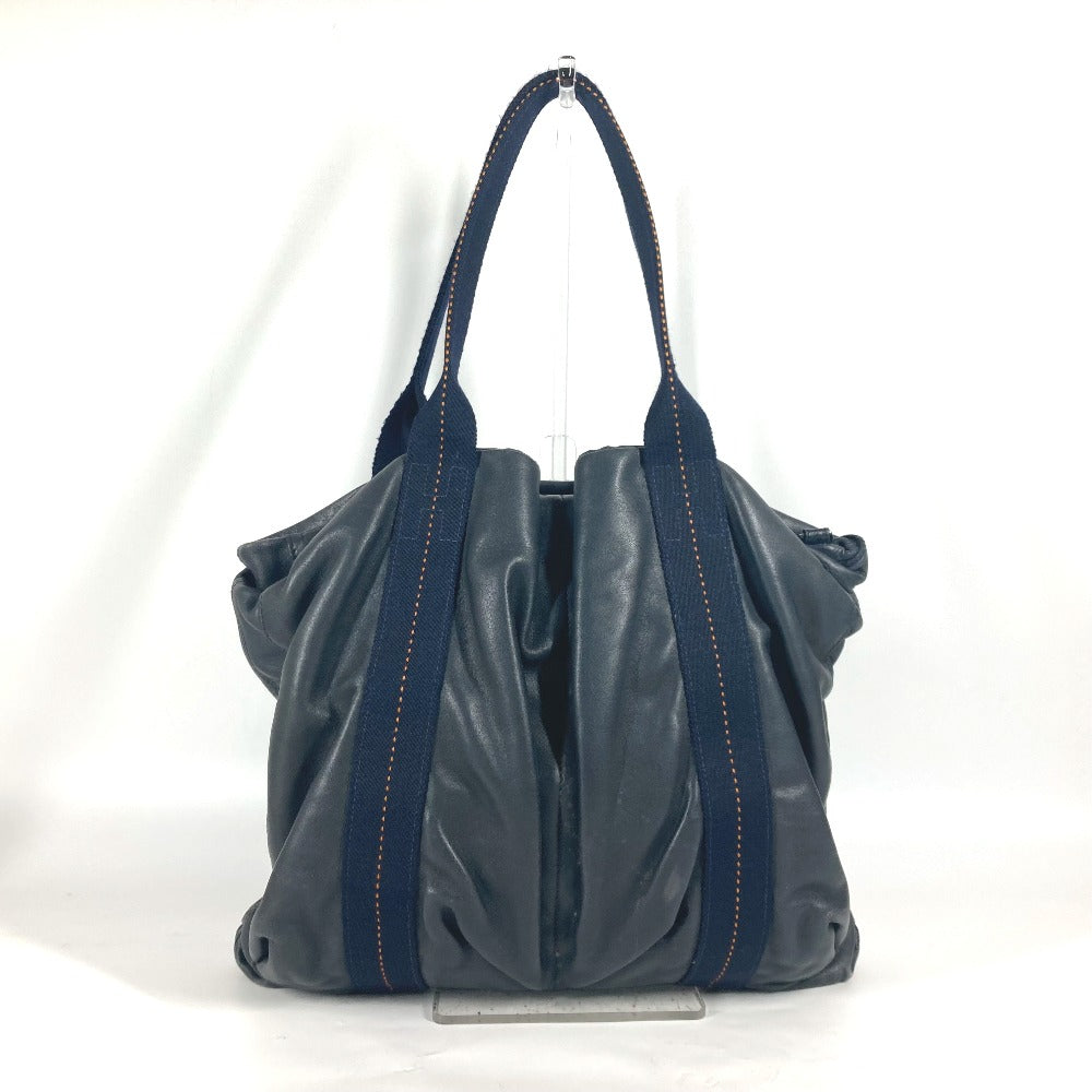 HERMES キャラバン ヴェルティカルMM ショルダーバッグ 2WAYバッグ 斜め掛け トートバッグ レザー レディース ネイビー