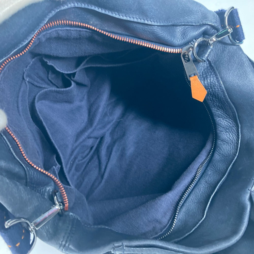 HERMES キャラバン ヴェルティカルMM ショルダーバッグ 2WAYバッグ 斜め掛け トートバッグ レザー レディース ネイビー