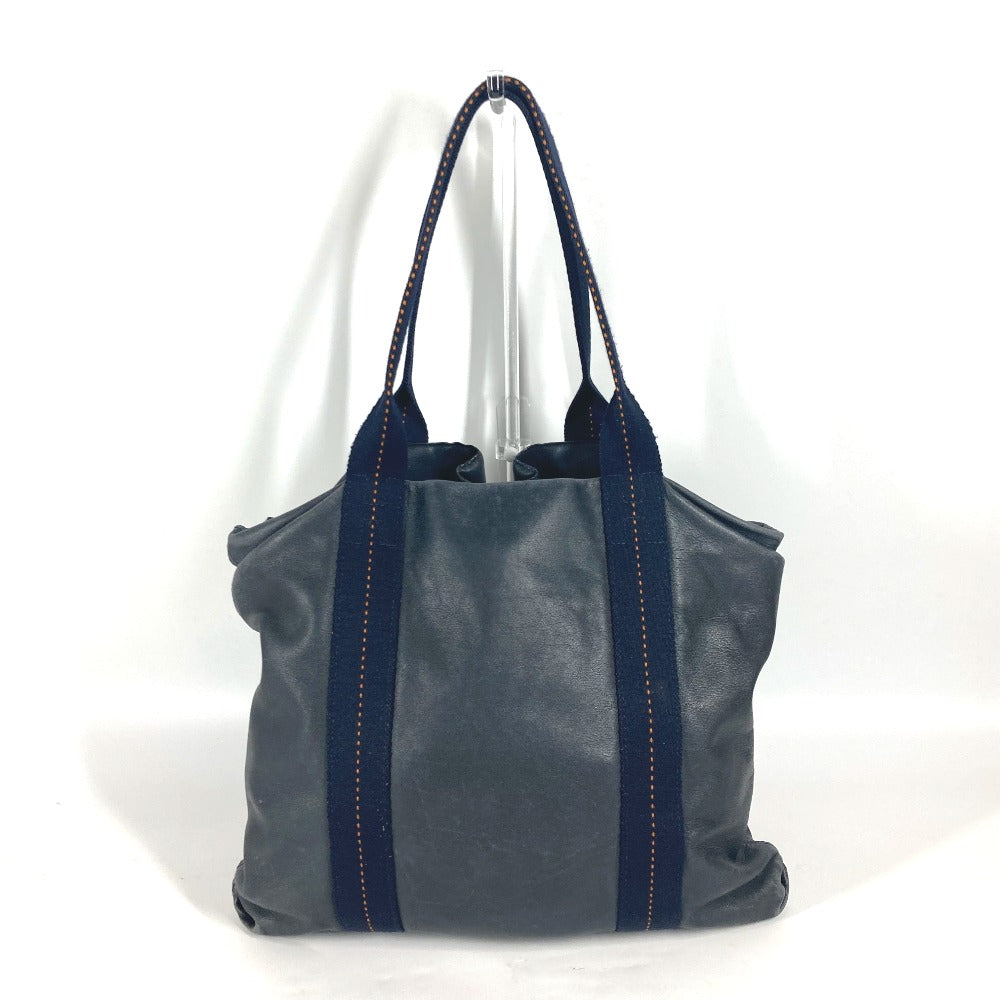 HERMES キャラバン ヴェルティカルMM ショルダーバッグ 2WAYバッグ 斜め掛け トートバッグ レザー レディース ネイビー