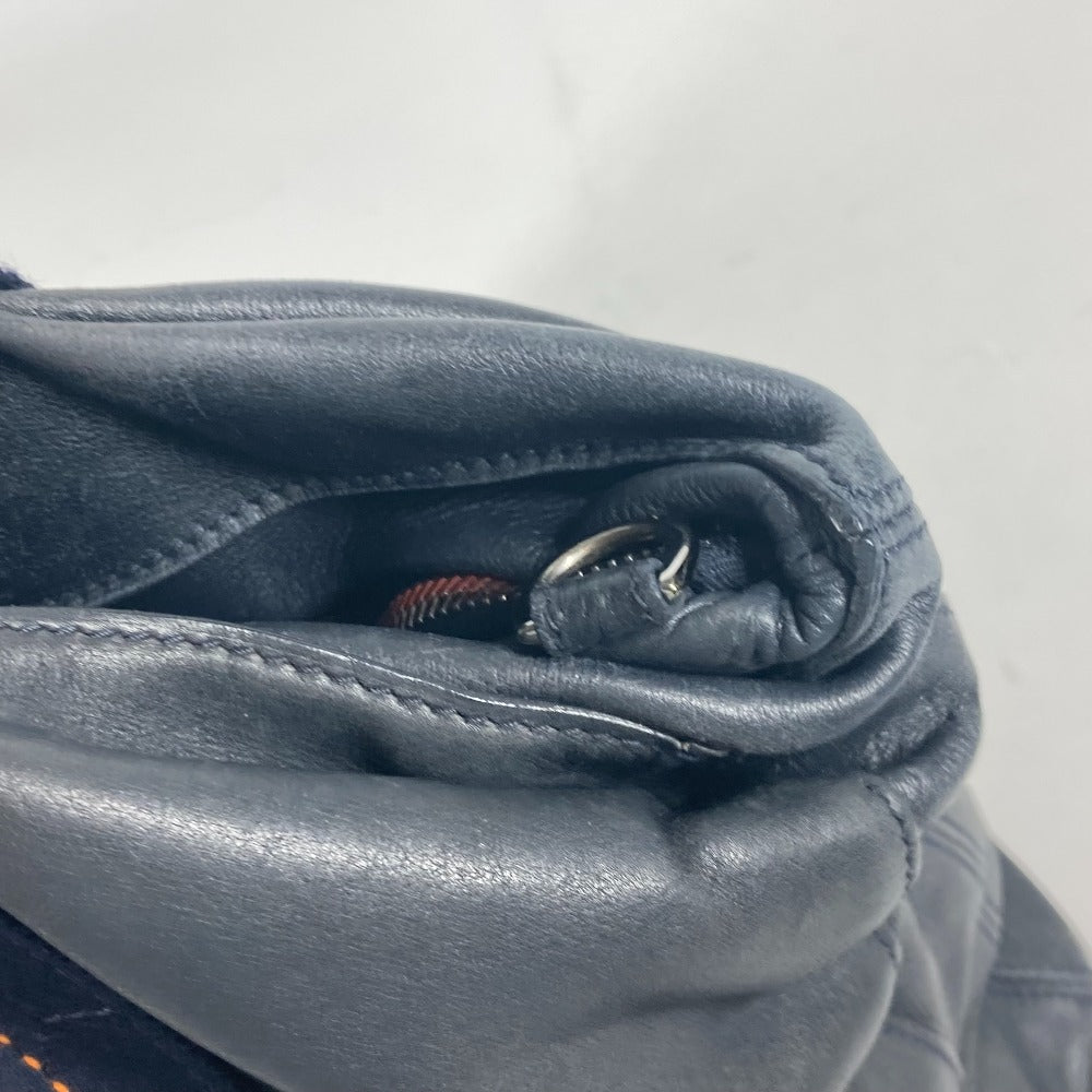HERMES キャラバン ヴェルティカルMM ショルダーバッグ 2WAYバッグ 斜め掛け トートバッグ レザー レディース ネイビー
