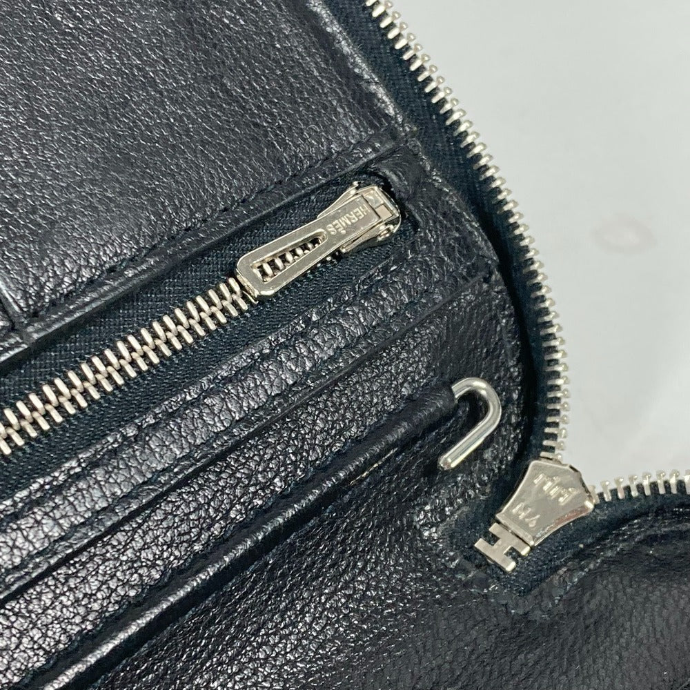 HERMES ラウンドファスナー システム手帳 ステーショナリー 手帳カバー レザー ユニセックス ブラック
