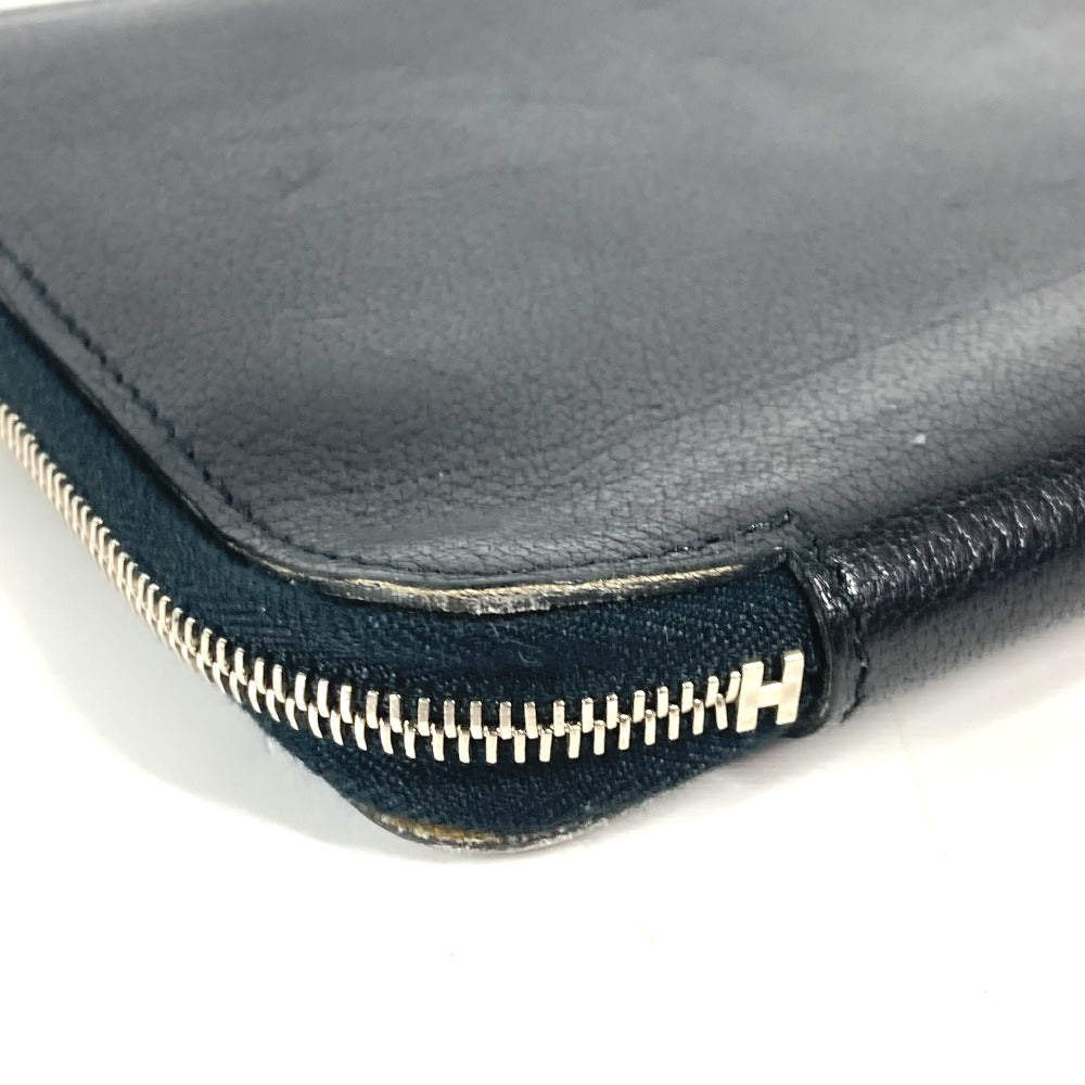 HERMES ラウンドファスナー システム手帳 ステーショナリー 手帳カバー レザー ユニセックス ブラック