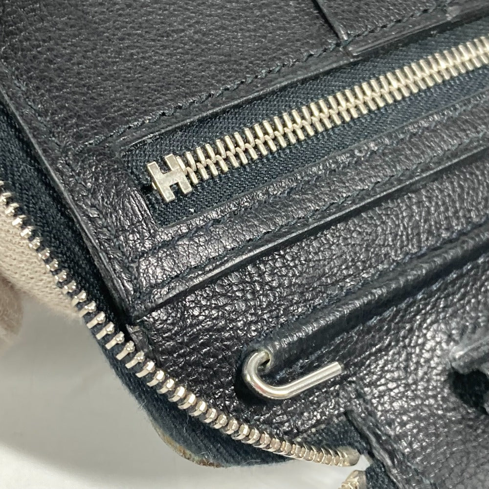 HERMES ラウンドファスナー システム手帳 ステーショナリー 手帳カバー レザー ユニセックス ブラック