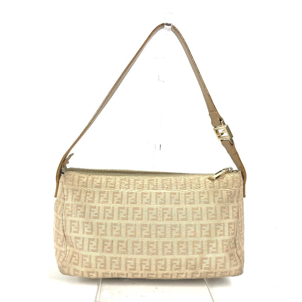 FENDI ズッキーノ ズッカ ロゴ カバン 肩掛け ショルダーバッグ レザー/キャンバス レディース ベージュ