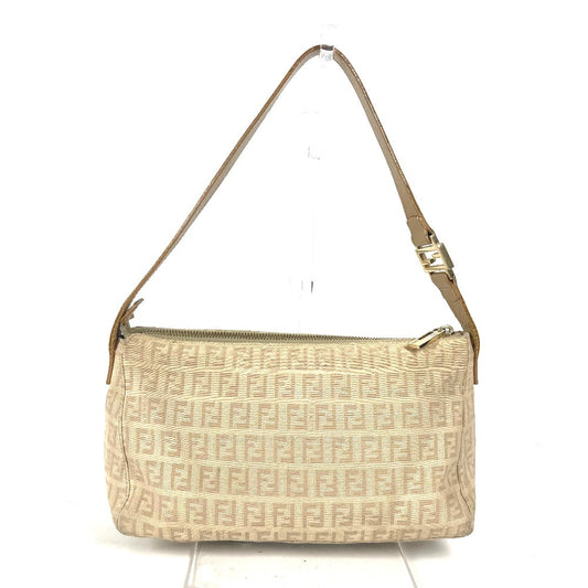 FENDI ズッキーノ ズッカ ロゴ カバン 肩掛け ショルダーバッグ レザー/キャンバス レディース ベージュ