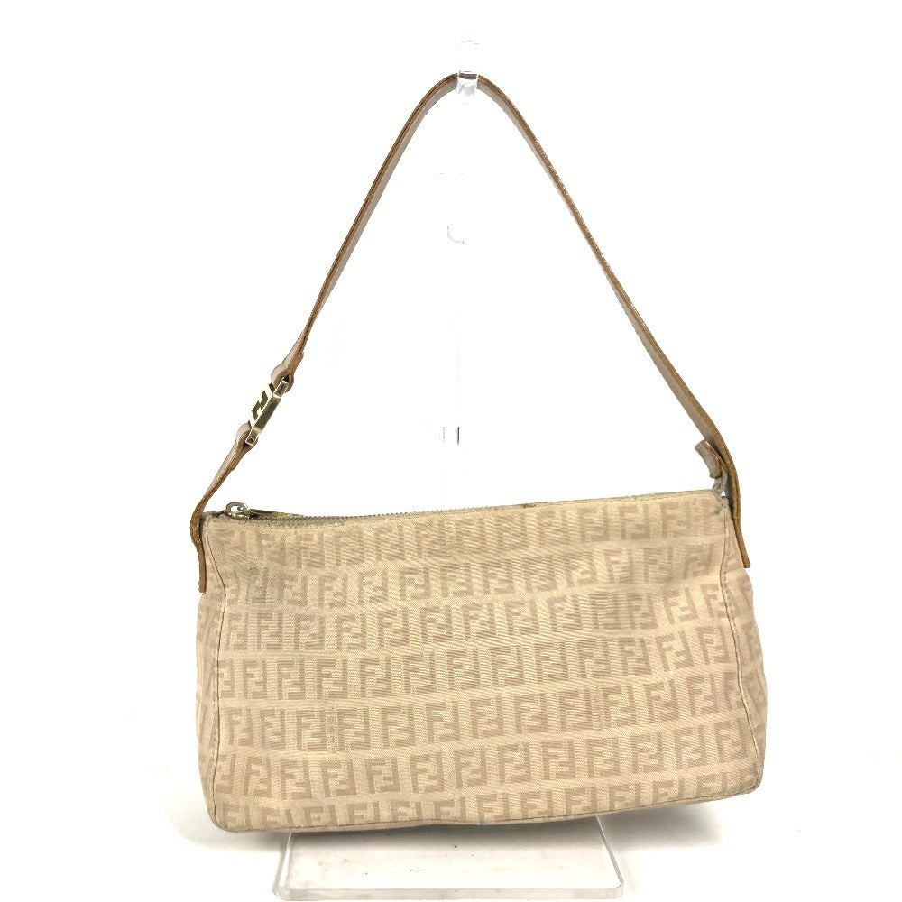 FENDI ズッキーノ ズッカ ロゴ カバン 肩掛け ショルダーバッグ レザー/キャンバス レディース ベージュ