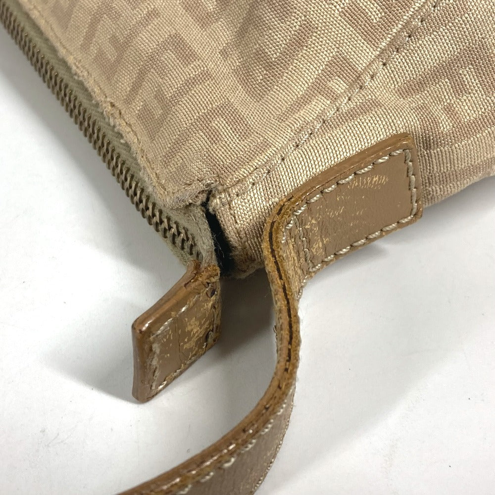 FENDI ズッキーノ ズッカ ロゴ カバン 肩掛け ショルダーバッグ レザー/キャンバス レディース ベージュ