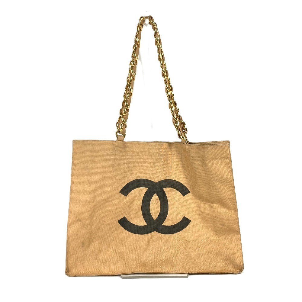 CHANEL ヴィンテージ ポーチ付き CC ココマーク 肩掛け カバン トートバッグ チェーンバッグｒ ショルダーバッグ キャンバス レディース ベージュ