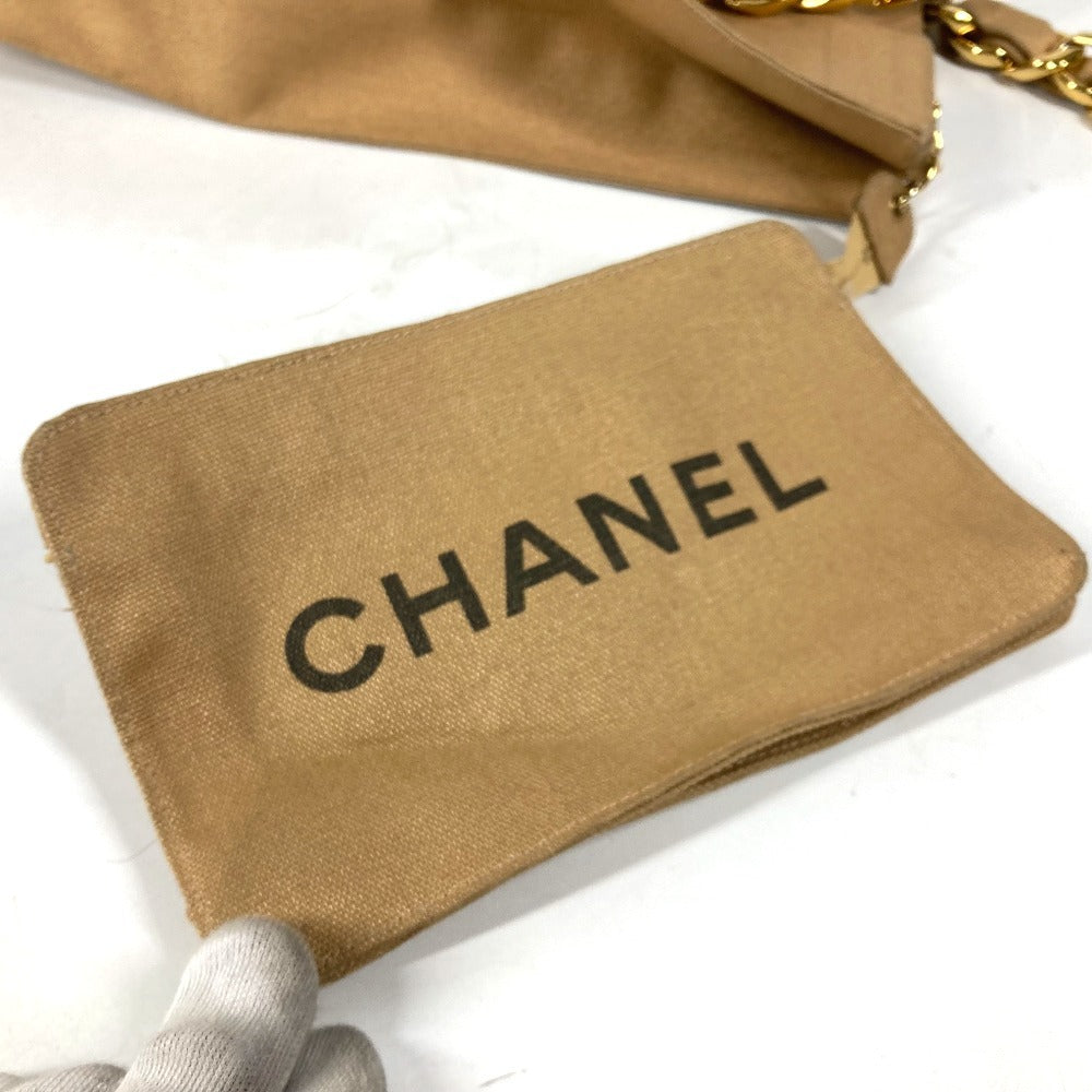 CHANEL ヴィンテージ ポーチ付き CC ココマーク 肩掛け カバン トートバッグ チェーンバッグｒ ショルダーバッグ キャンバス レディース ベージュ