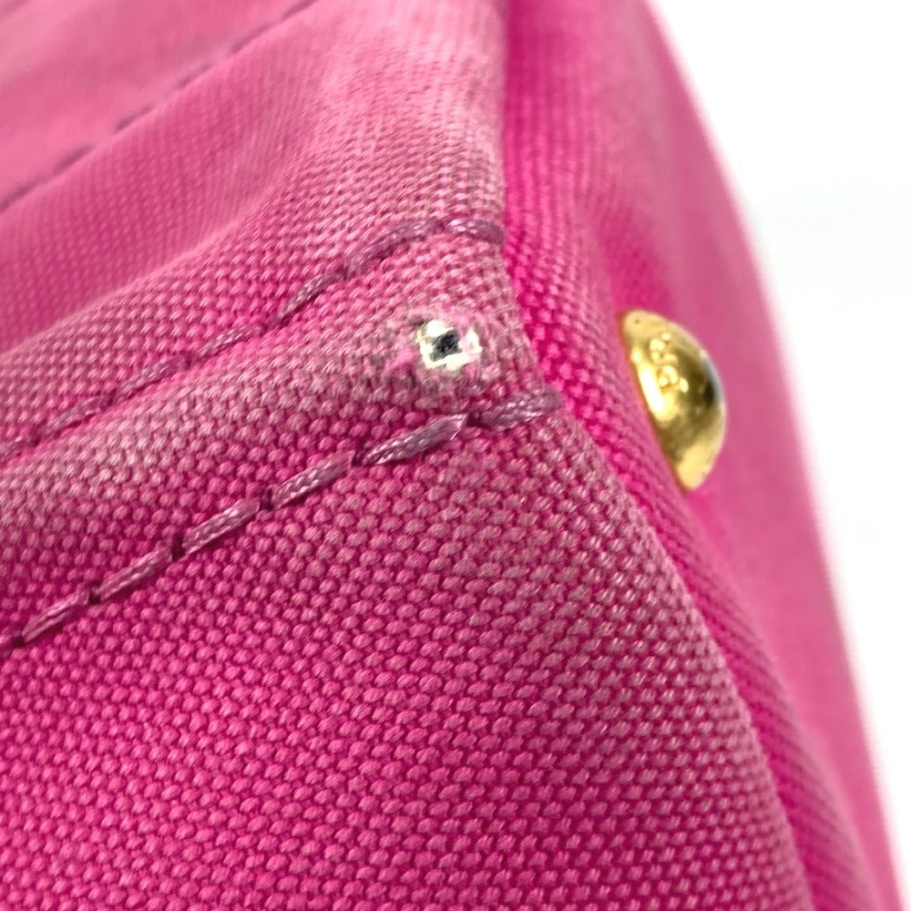 PRADA Canapa logo Bag Tote Bag Hand Bag Canvas pink/White Used