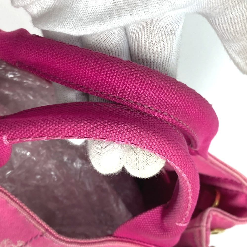 PRADA Canapa logo Bag Tote Bag Hand Bag Canvas pink/White Used