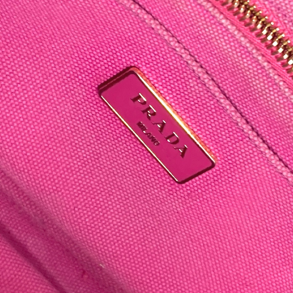 PRADA Canapa logo Bag Tote Bag Hand Bag Canvas pink/White Used