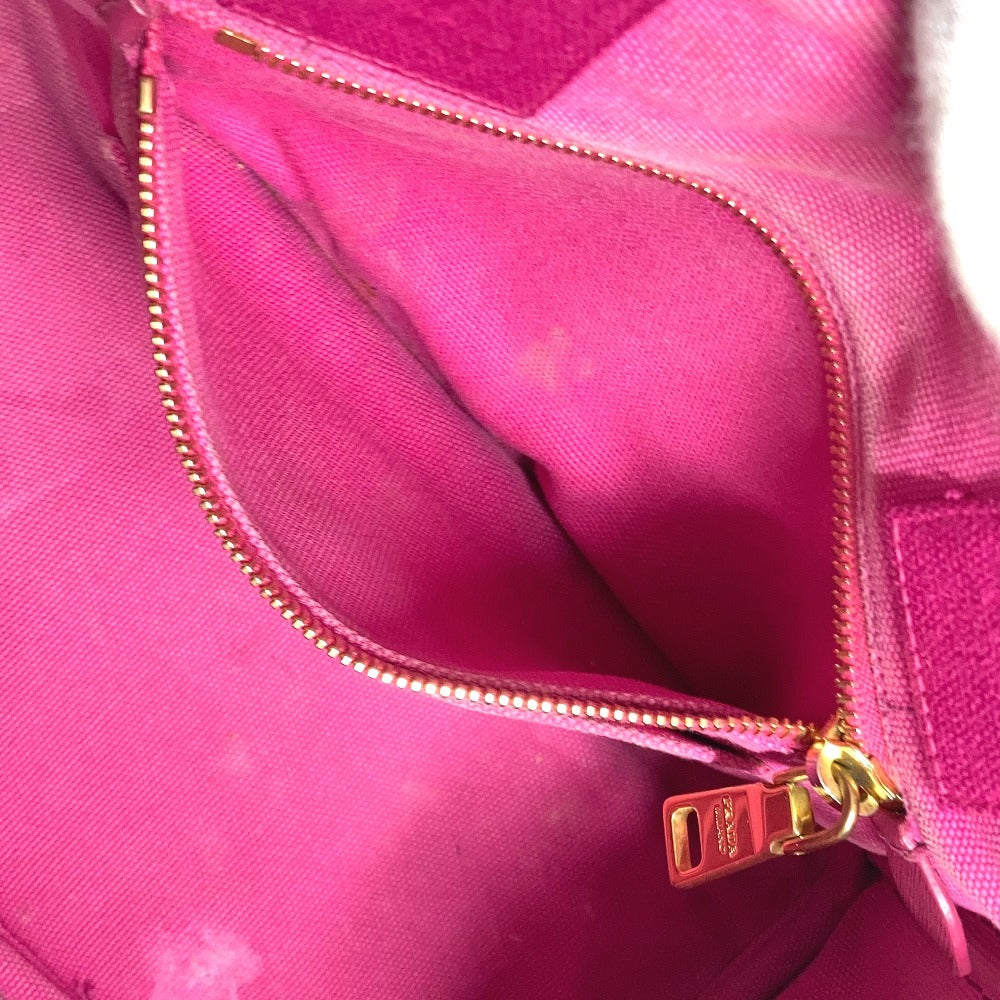 PRADA Canapa logo Bag Tote Bag Hand Bag Canvas pink/White Used