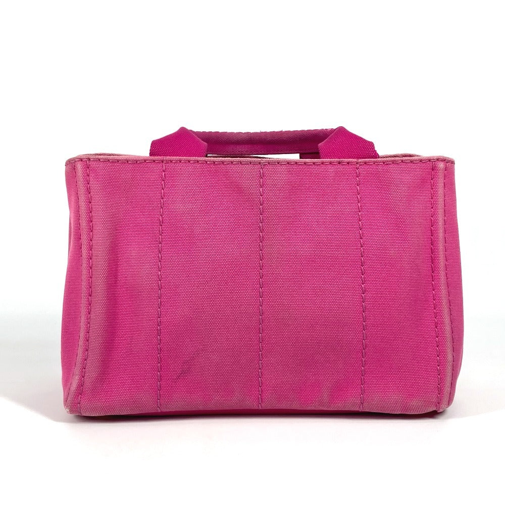 PRADA Canapa logo Bag Tote Bag Hand Bag Canvas pink/White Used