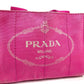 PRADA Canapa logo Bag Tote Bag Hand Bag Canvas pink/White Used