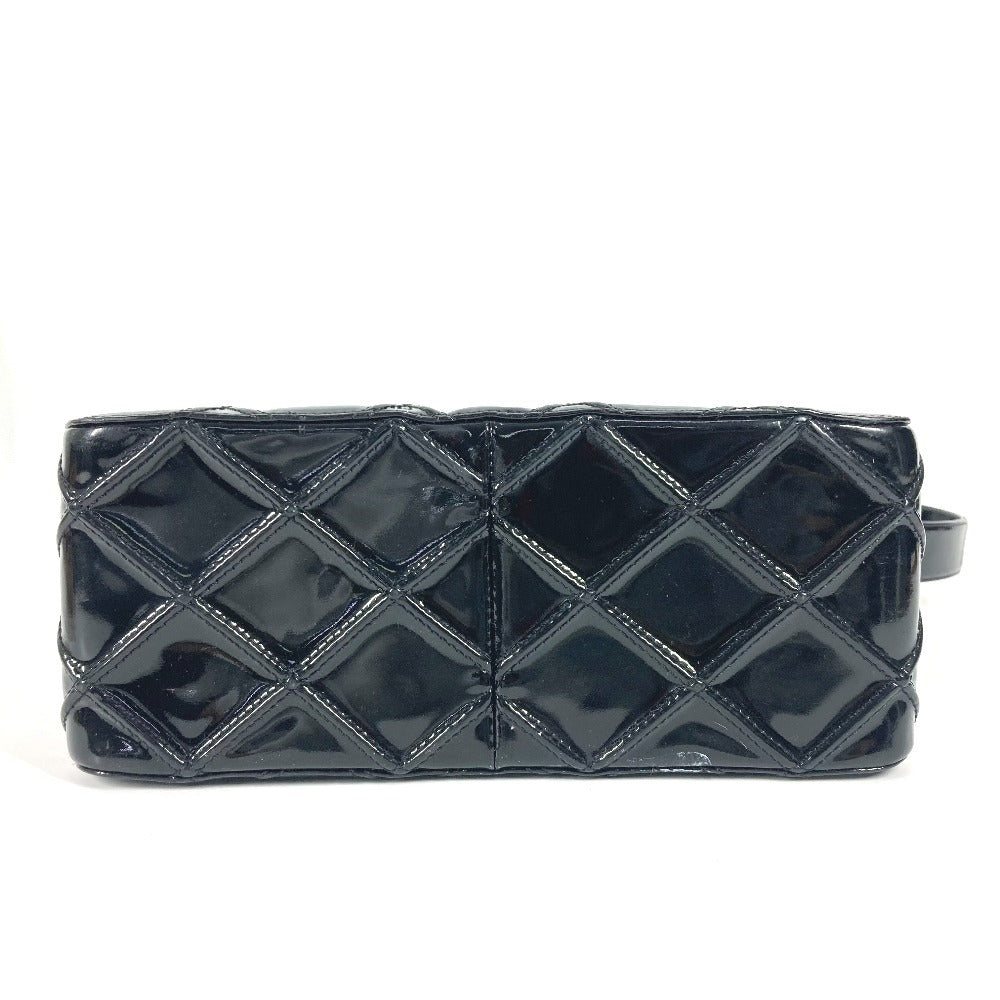 CHANEL ヴィンテージ キルティング マトラッセ カバン 肩掛け ボックス ハンドバッグ ショルダーバッグ パテントレザー レディース ブラック